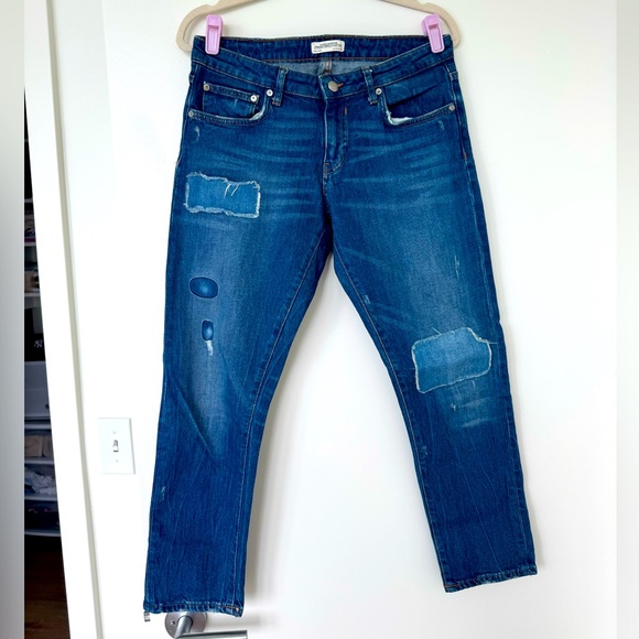 Zara Premium Denim Collection Patched Straight Leg Jeans - SO Soft - Picture 1 of 6